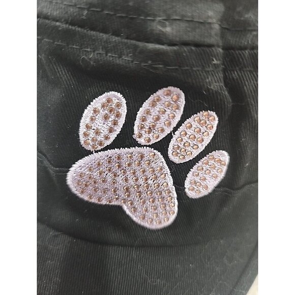 Bling Purple Paw Black Hat Military Cap Cotton NWOT Women's Adjustable - Picture 2 of 10